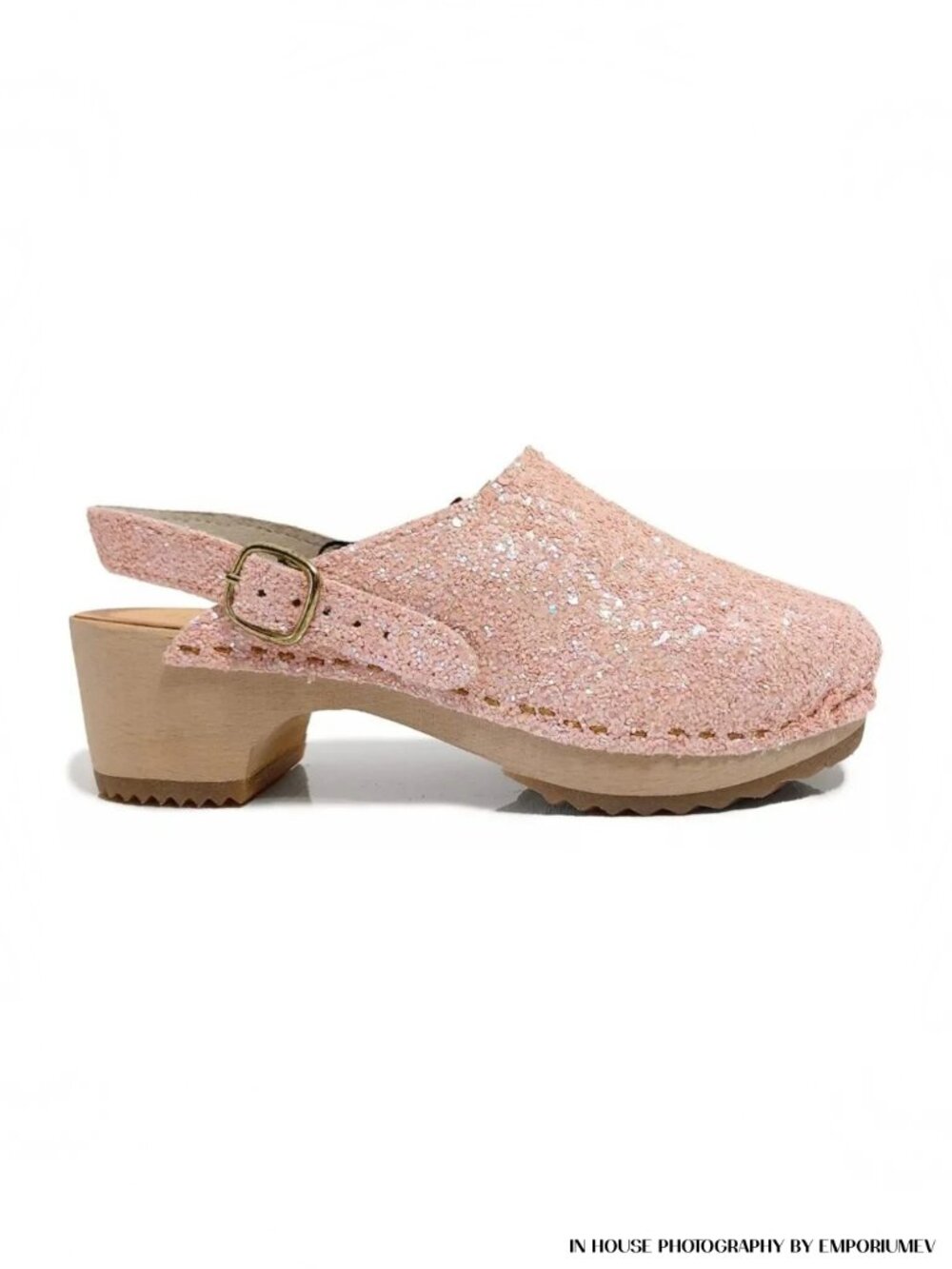 Bonpoint Rose Glitter Clog KLC Girl Size 3 US Mules (0273)